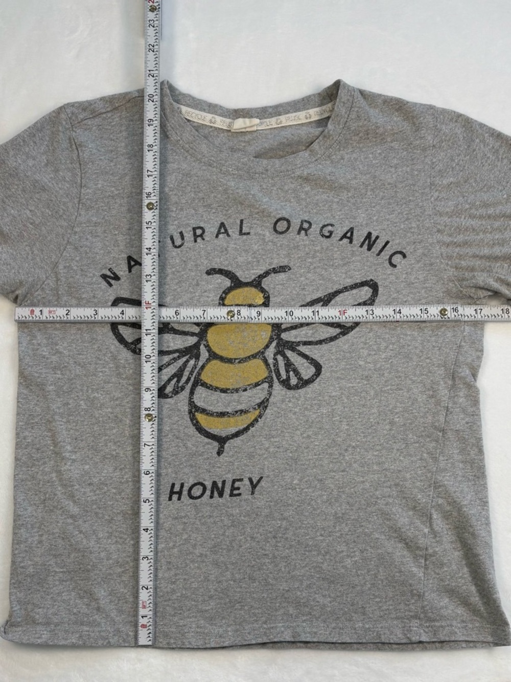 RECYCLED THREADS Honey Bee Graphic Tee Gray Medium Cottagecore Nature - Picture 8 of 8